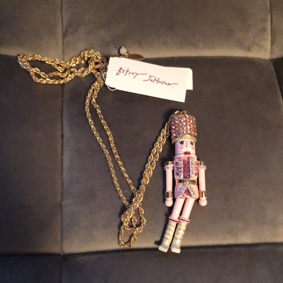 NWT Sparkly Rhinestone Betsey Johnson Pink Nutcracker Necklace - Picture 10 of 14